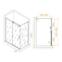 Душевой уголок RGW TO-44-1 (TO-14 + Z-060-2) 1400x800