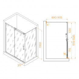 Душевой уголок RGW TO-44 (TO-14 + Z-050-2) 1500x900