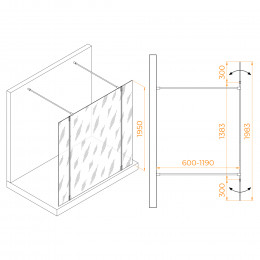 Душевая перегородка RGW WA-052B (WA-016B+2Z-071B) 1400