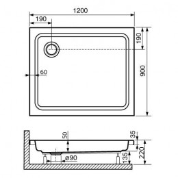 Душевой поддон прямоугольный RGW STYLE  900x1200
