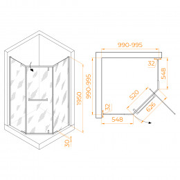 Душевой уголок RGW HO-081B 1000x1000