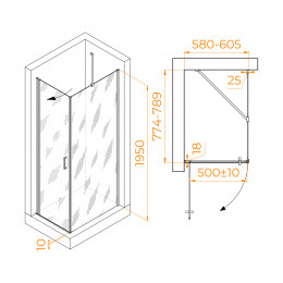 Душевой уголок RGW LE-034 (LE-003 + Z-14) 600x800