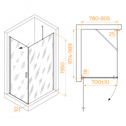 Душевой уголок RGW LE-034 (LE-003 + Z-14) 800x1000
