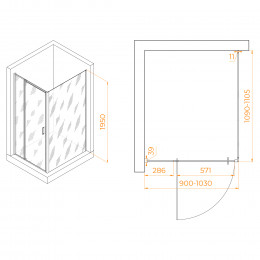Душевой уголок RGW PA-078B (RGW PA-008B + Z-050-2B) 900x1100