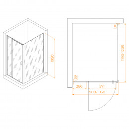 Душевой уголок RGW PA-078 (RGW PA-008 + Z-050-2) 900x1200
