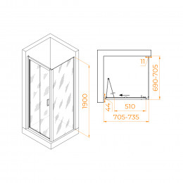 Душевой уголок RGW PA-132B (PA-21B+Z-050-5B) 700x700