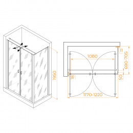 Душевой уголок RGW PA-144 (PA-104+Z-050-2+O-104) 1200x700