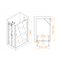 Душевой уголок RGW PA-144B (PA-104B+Z-050-2B+O-204B) 700x1200