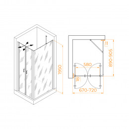 Душевой уголок RGW PA-144 (PA-104+Z-050-2+O-204) 700x900