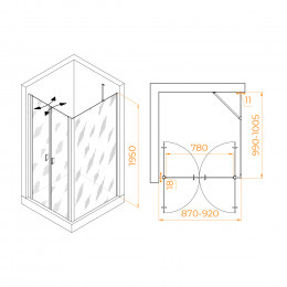 Душевой уголок RGW PA-144B (PA-104B+Z-050-2B+O-204B) 900x1000