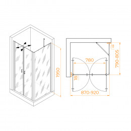 Душевой уголок RGW PA-144 (PA-104+Z-050-2+O-204) 900x800
