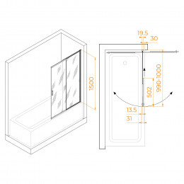Шторка на ванну, RGW SC-40B