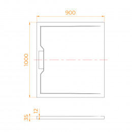 Душевой поддон прямоугольный RGW STE MB Черный мрамор  900x1000