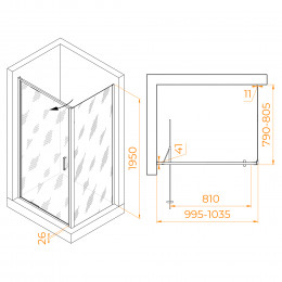 Душевой уголок RGW SV-145B  (SV-05B + Z-050-2B) 1000x800