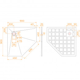 Душевой поддон квадрат STONE TRAY-W  900x900