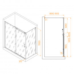 Душевой уголок RGW TO-44 (TO-14 + Z-050-2) 1800x900