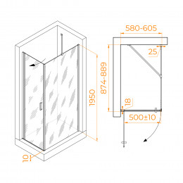 Душевой уголок RGW LE-034 (LE-003 + Z-14) 600x900