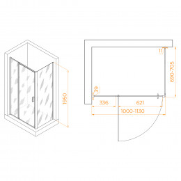 Душевой уголок RGW PA-078 (RGW PA-008 + Z-050-2) 1000x700