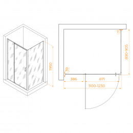 Душевой уголок RGW PA-078 (RGW PA-008 + Z-050-2) 1100x900