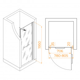 Душевая дверь RGW PA-103W 800