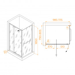 Душевой уголок RGW PA-44-1 (PA-02 + Z-060-1) 1000x800