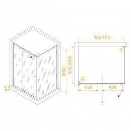 Душевой уголок RGW PA-44 (PA-02 + Z-050-1) 1200x1000