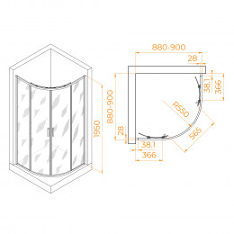 Душевой уголок RGW PA-52B 900x900