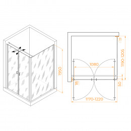 Душевой уголок RGW PA-134B (PA-104B+Z-050-2B+O-104B) 1200x1200