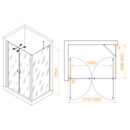 Душевой уголок RGW PA-144 (PA-104+Z-050-2+O-204) 1200x900