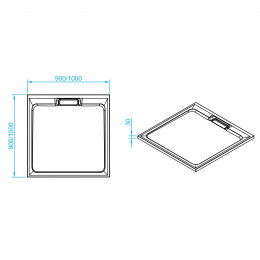 Душевой поддон квадратный RGW STA-01B Черный  1000x1000