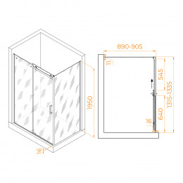 Душевой уголок RGW TO-44 (TO-14 + Z-050-2) 1300x900