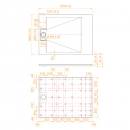 Душевой поддон прямоугольный RGW TUS-B Черный  900x1200
