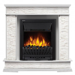 Портал Firelight Scala Classic камень сланец скалистый белый, шпон белый дуб