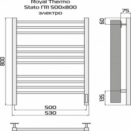 Полотенцесушитель Royal Thermo Stato П11 500х800 электро (встроен. диммер) стальной
