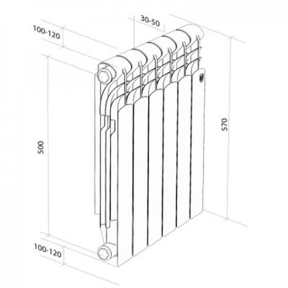 Радиатор алюминиевый Royal Thermo Revolution A 500 - 4 секц.