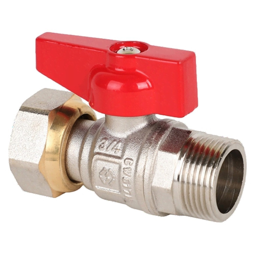 Кран шаровой латунный MVI DN15 PN25 нр-накидная гайка, бабочка