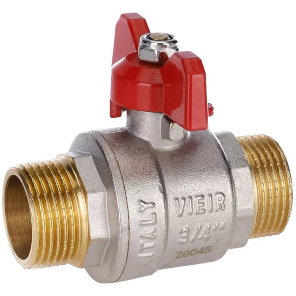 Кран VIEIR шаровый 1/2" НН, усиленный, кр. бабочка, никель (1112/14) VR105-03