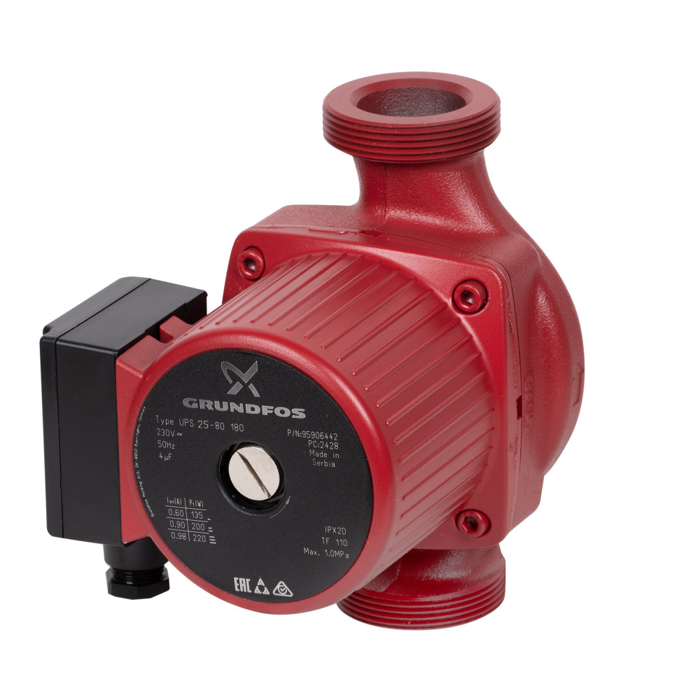 Насос циркуляционный GRUNDFOS UPS 25-80 EU, без гаек