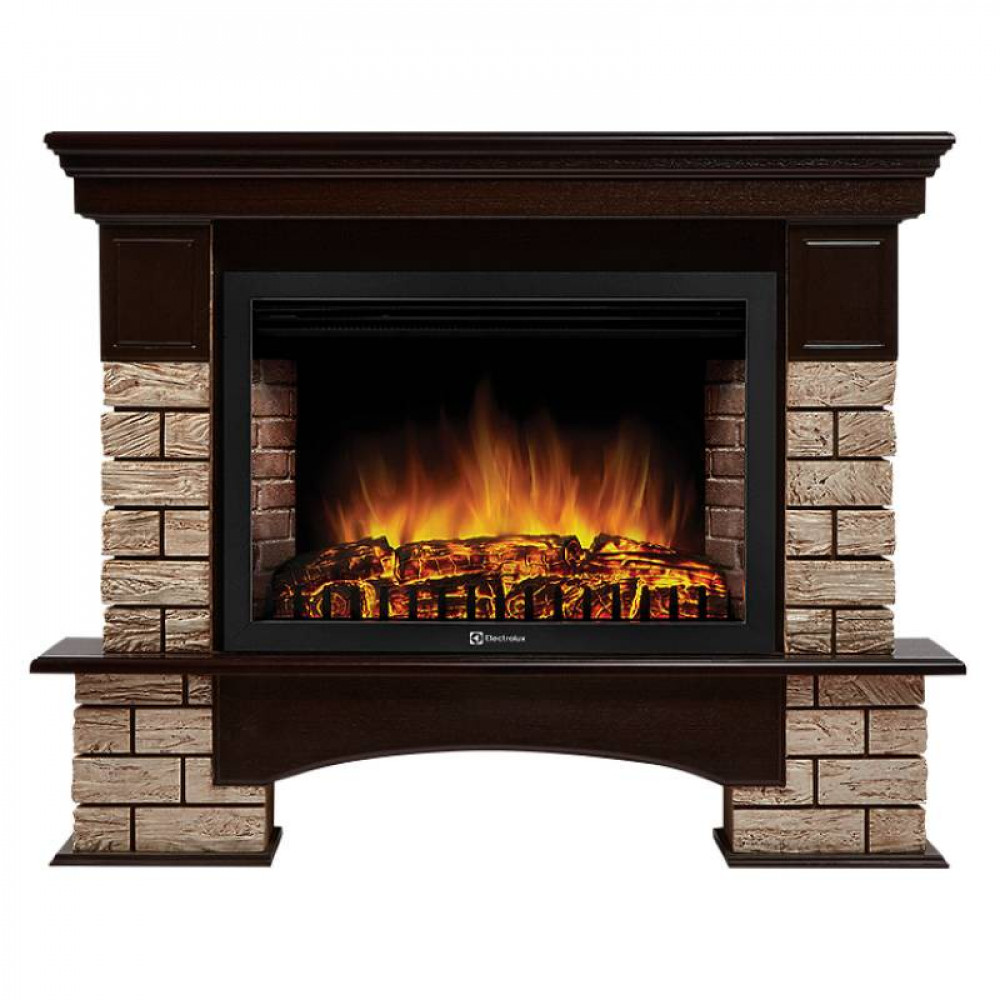 Портал Firelight Forte Wood 30 камень коричневый, шпон темный дуб