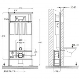 Инсталляция для унитаза BETTOSERB sava free standing, клавиша смыва twin черный матовый