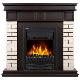 Портал Firelight Bricks Classic камень бежевый, шпон темный дуб