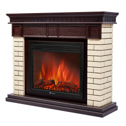 Портал Firelight Bricks 25 камень бежевый, шпон темный дуб