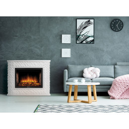 Портал Firelight Quadro 30 камень песчаник античный белый, белая эмаль