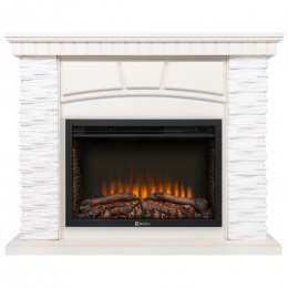 Портал Firelight Porto 25 камень белый, шпон беленый дуб