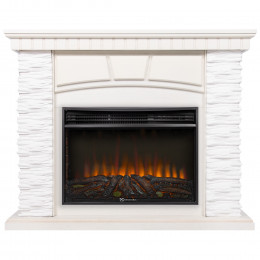 Портал Firelight Porto 25 камень белый, шпон беленый дуб