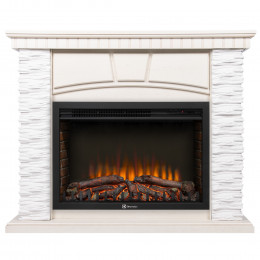 Портал Firelight Porto 30 камень белый, шпон беленый дуб