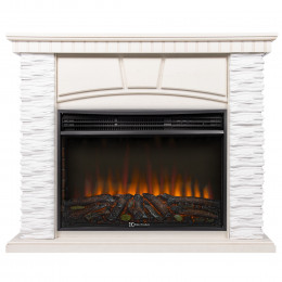 Портал Firelight Porto 30 камень белый, шпон беленый дуб