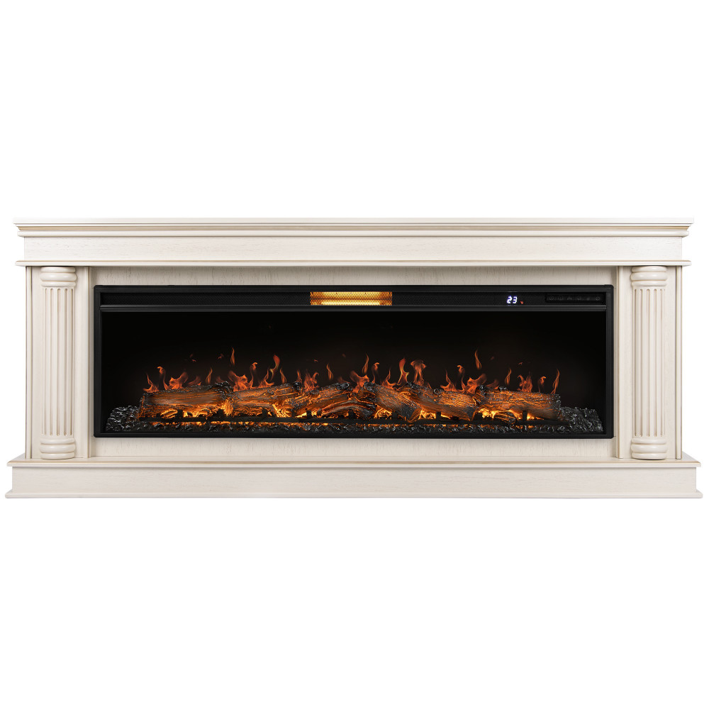 Каминокомплект: Очаг Royal Thermo Aurora RTFP/P-AR60LS, портал Olympia 60 сл. кость с зол. патиной