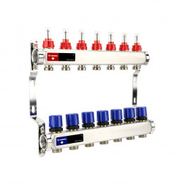 Группа коллекторная с расх. VARMEGA VM15107 ВР 1", под 130 насос, на 7 конт. 3/4" EK, нерж. сталь