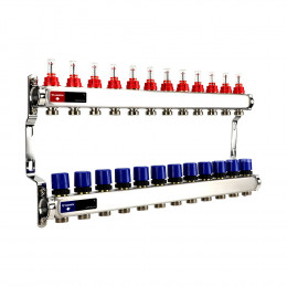Группа коллекторная с расх. VARMEGA VM15112 ВР 1", под 130 насос, на 12 конт. 3/4" EK, нерж. сталь